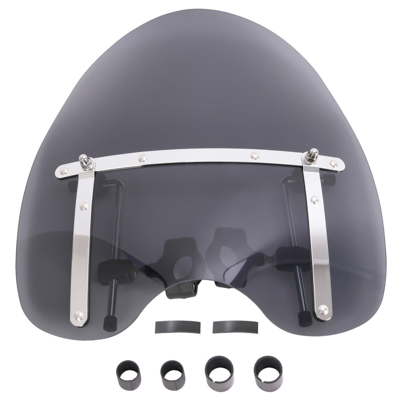 DURAFORCE 19"x17" Smoke Windshield Windscreen For Honda Harley Sportster Dyna Softail