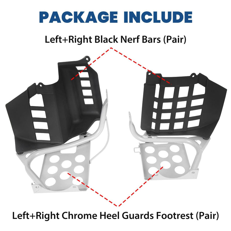 DURAFORCE NEW Silver Heel Guards Footrest For Yamaha Banshee YFZ350 Left + Right Nerf Bars