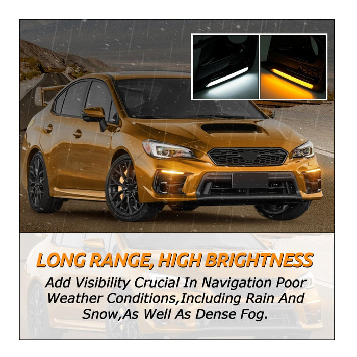 DURAFORCE LED DRL Fog Lights Bezel Cover Kit For Subaru WRX/STI 2018-2021 White/Amber