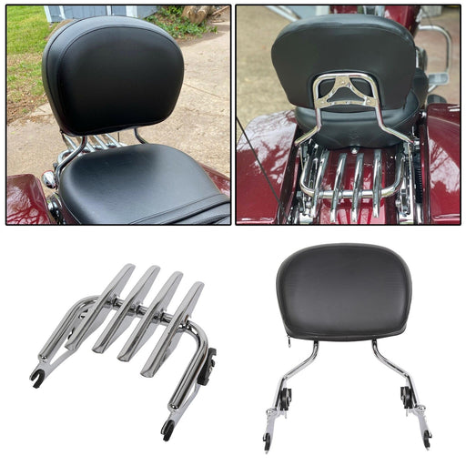 DURAFORCE Backrest Sissy Bar & Stealth Rack For Harley Touring Road Street Glide 2009-2025