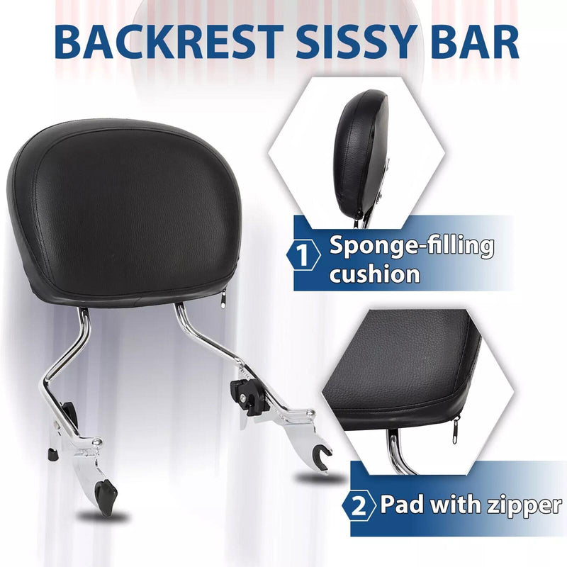 DURAFORCE Backrest Sissy Bar & Stealth Rack For Harley Touring Road Street Glide 2009-2025