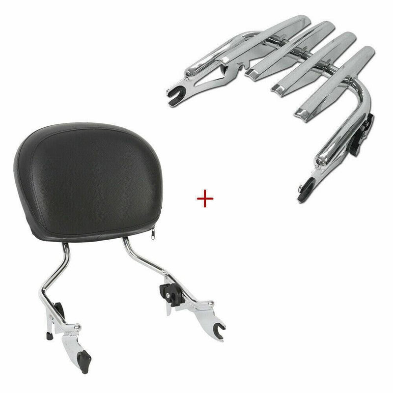 DURAFORCE Backrest Sissy Bar & Stealth Rack For Harley Touring Road Street Glide 2009-2025