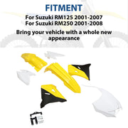 DURAFORCE For Suzuki RM125 RM250 01-08 Restyled Complete Plastics Kit Fairing BodyWork Set