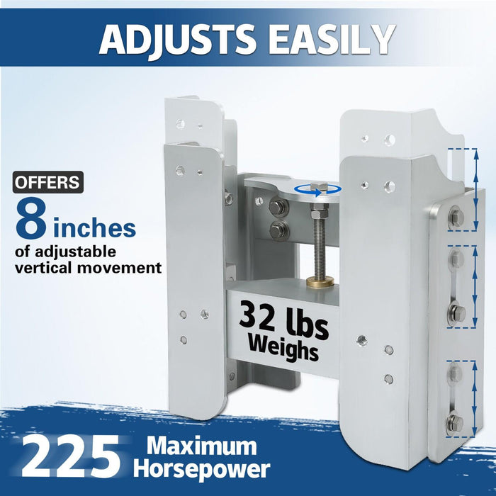 DURAFORCE Aluminum 8'' Setback Adjustable Outboard Boat Jack Plate For #JPL4800 Jack Plate