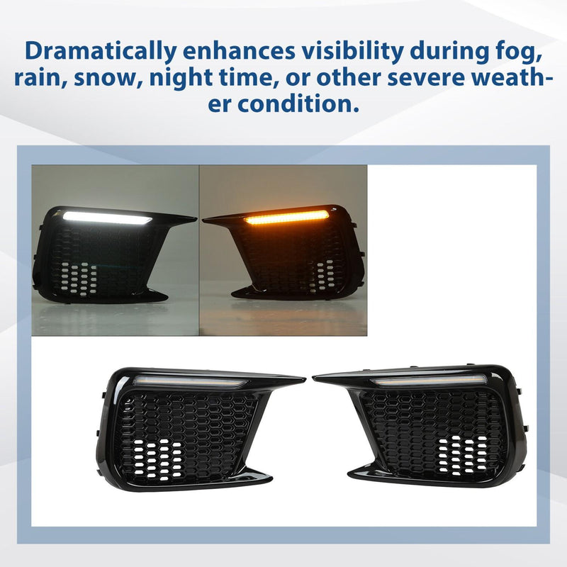 DURAFORCE Sequential LED DRL Fog Light Bezels For 2018 2019 2020 2021 Subaru WRX STI LH+RH