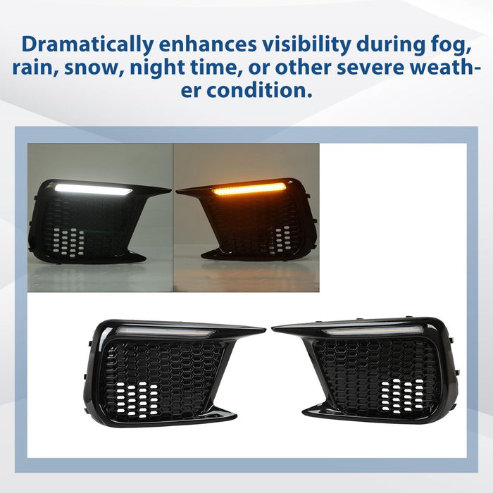 DURAFORCE Sequential LED DRL Fog Light Bezels For 2018 2019 2020 2021 Subaru WRX STI LH+RH