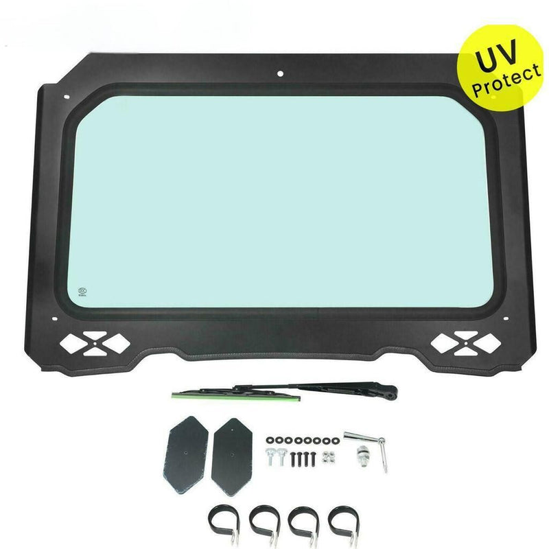 DURAFORCE Full Glass Windshield W/ Wiper For Polaris RZR 900 Trail S 1000, XP - UV protect