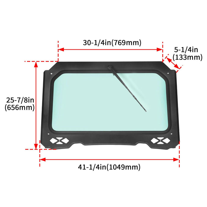 DURAFORCE Full Glass Windshield W/ Wiper For Polaris RZR 900 Trail S 1000, XP - UV protect