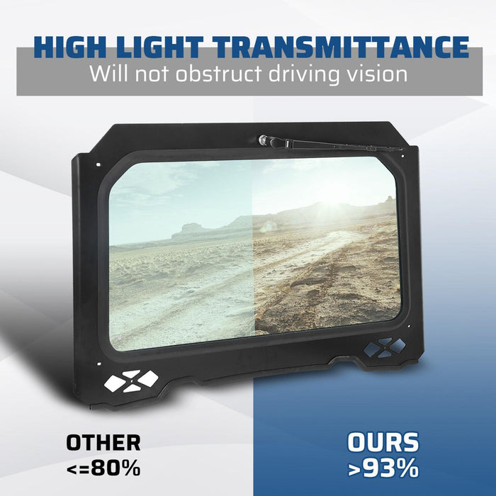 DURAFORCE Full Glass Windshield W/ Wiper For Polaris RZR 900 Trail S 1000, XP - UV protect
