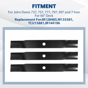 DURAFORCE 60 Inch Mower Deck Blades Cut For John Deere Z925M #M128485 #M163983 #TCU15881