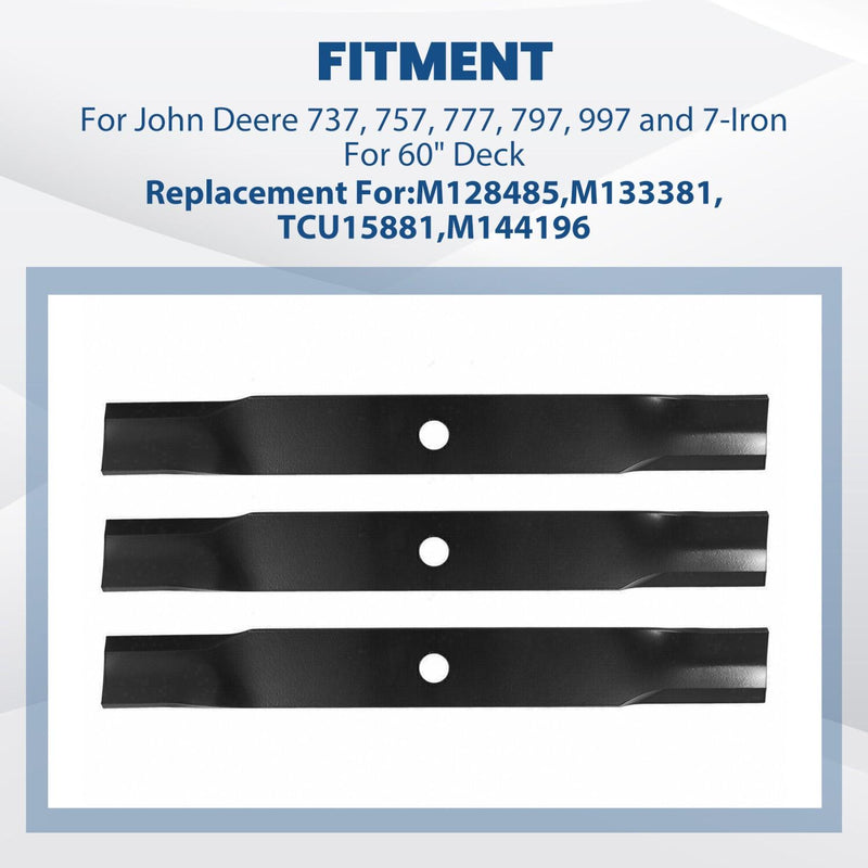 DURAFORCE 60 Inch Mower Deck Blades Cut For John Deere Z925M #M128485 #M163983 #TCU15881