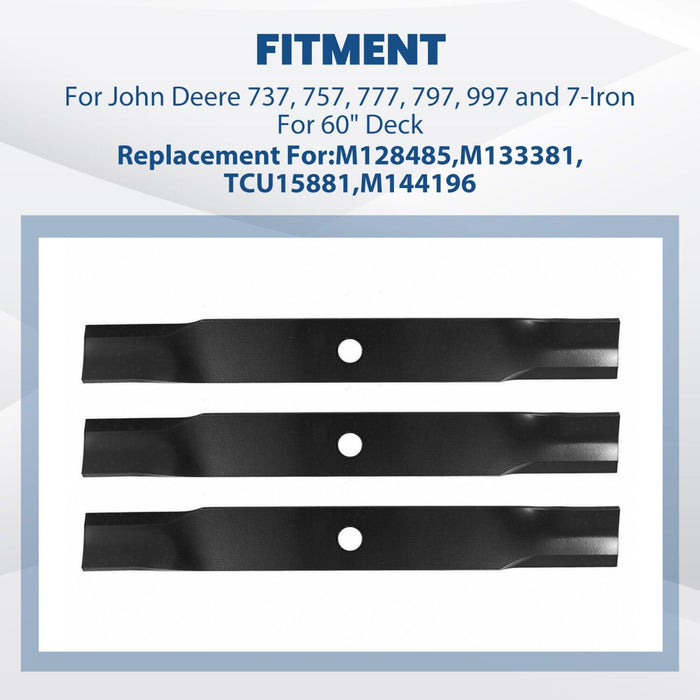 DURAFORCE 60 Inch Mower Deck Blades Cut For John Deere Z925M #M128485 #M163983 #TCU15881