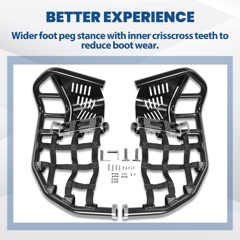 DURAFORCE Nerf Bars Heel Guard Pro Peg Pair Black For Honda TRX 450R 450ER Sportrax 450