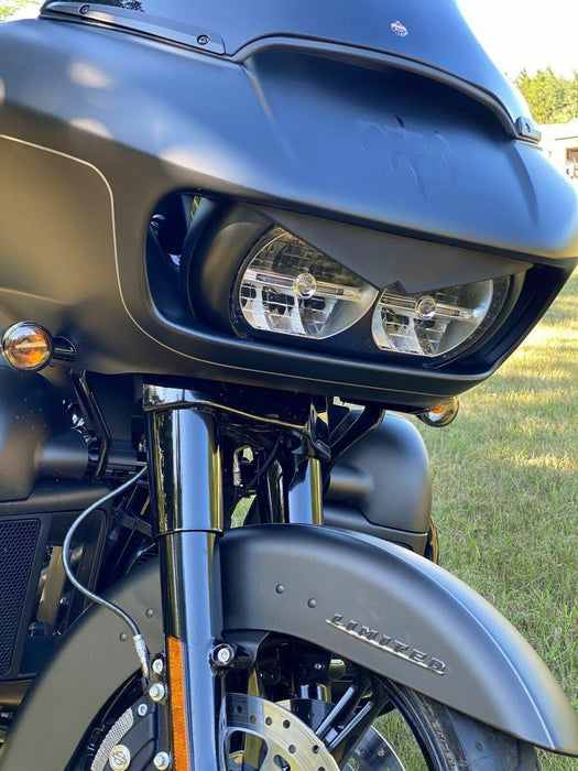 DURAFORCE Headlight Mean Mug Bezel Eyebrow Eyelid Trim For Harley Road Glide FLTRU 2015-UP