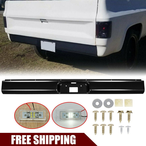 DURAFORCE Rear Roll Pan For 1973-1987 73 Chevy C10 C20 Fleetside W/License Plate LED Light
