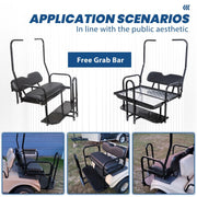 DURAFORCE Rear Flip Seat Kit for Club Car Golf Cart DS Model 1982-2000/Black w/t Grab Bar