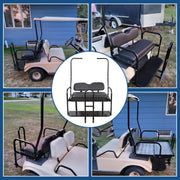 DURAFORCE Rear Flip Seat Kit for Club Car Golf Cart DS Model 1982-2000/Black w/t Grab Bar