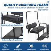 DURAFORCE Rear Flip Seat Kit for Club Car Golf Cart DS Model 1982-2000/Black w/t Grab Bar