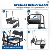 DURAFORCE Rear Flip Seat Kit for Club Car Golf Cart DS Model 1982-2000/Black w/t Grab Bar