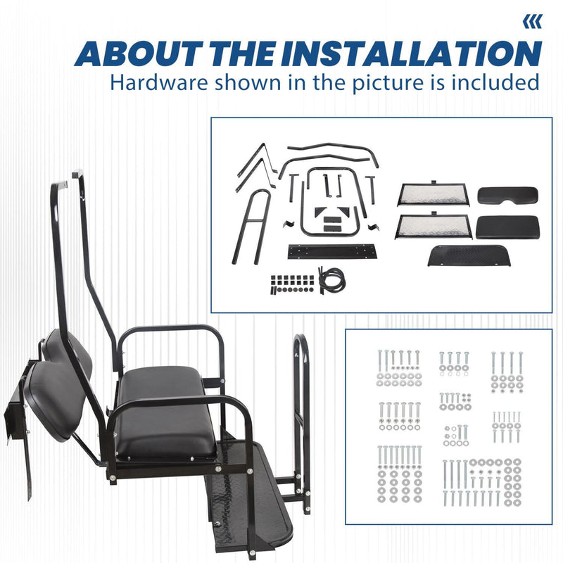 DURAFORCE Rear Flip Seat Kit for Club Car Golf Cart DS Model 1982-2000/Black w/t Grab Bar