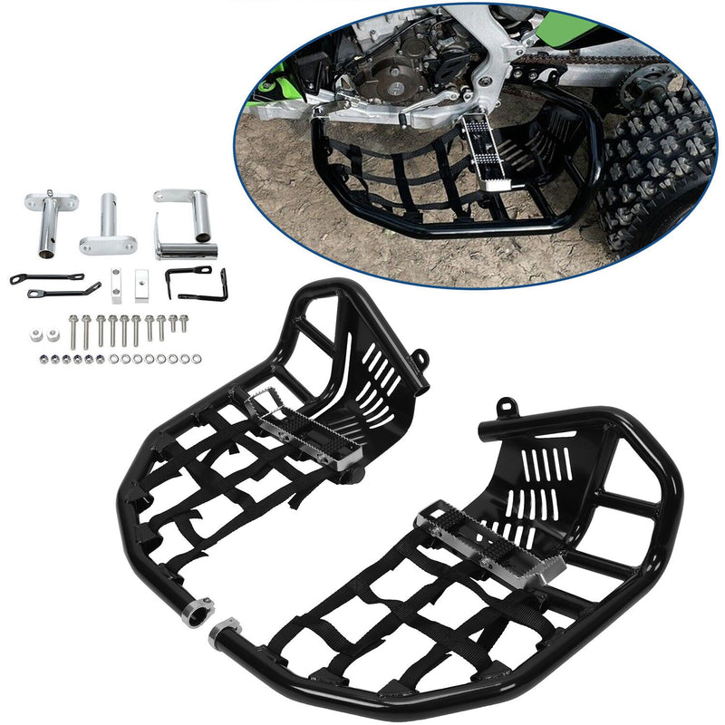 DURAFORCE Foot Peg Nerf Bars W/Black Nets Peg For Kawasaki KFX450R 08-15 Heel Guards
