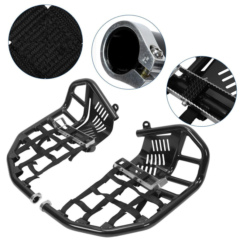 DURAFORCE Foot Peg Nerf Bars W/Black Nets Peg For Kawasaki KFX450R 08-15 Heel Guards