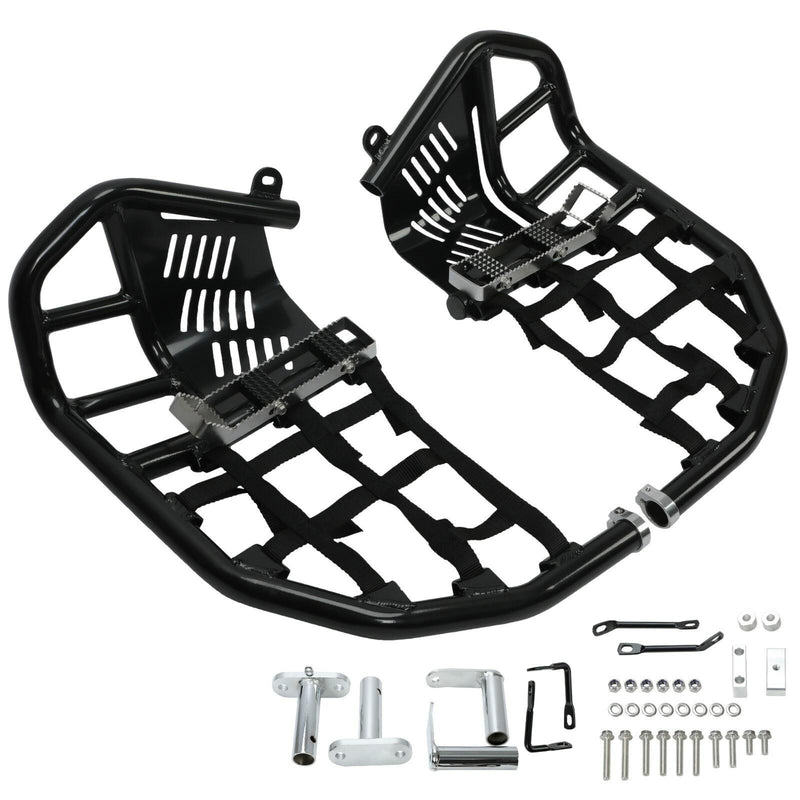 DURAFORCE Foot Peg Nerf Bars W/Black Nets Peg For Kawasaki KFX450R 08-15 Heel Guards