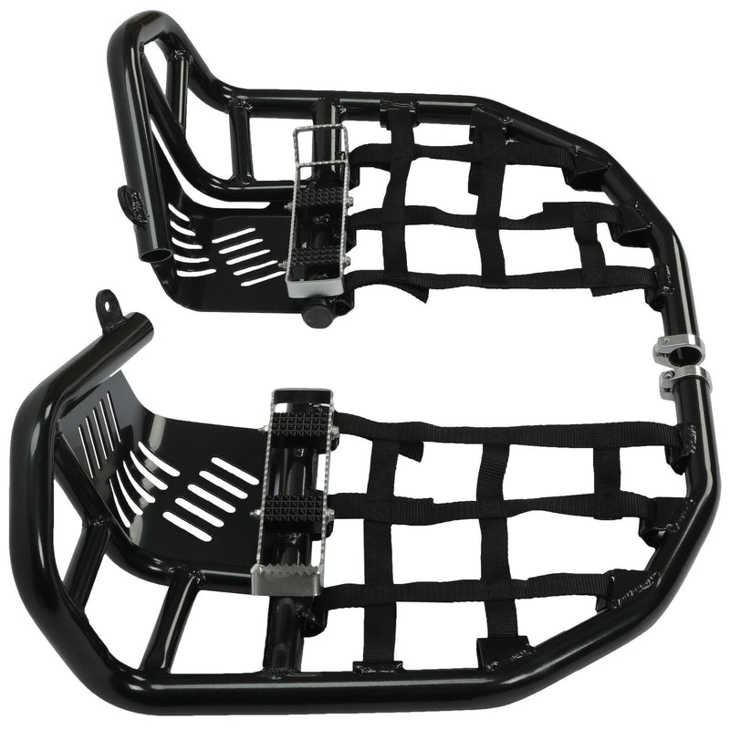 DURAFORCE Foot Peg Nerf Bars W/Black Nets Peg For Kawasaki KFX450R 08-15 Heel Guards