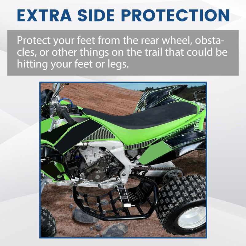 DURAFORCE Foot Peg Nerf Bars W/Black Nets Peg For Kawasaki KFX450R 08-15 Heel Guards