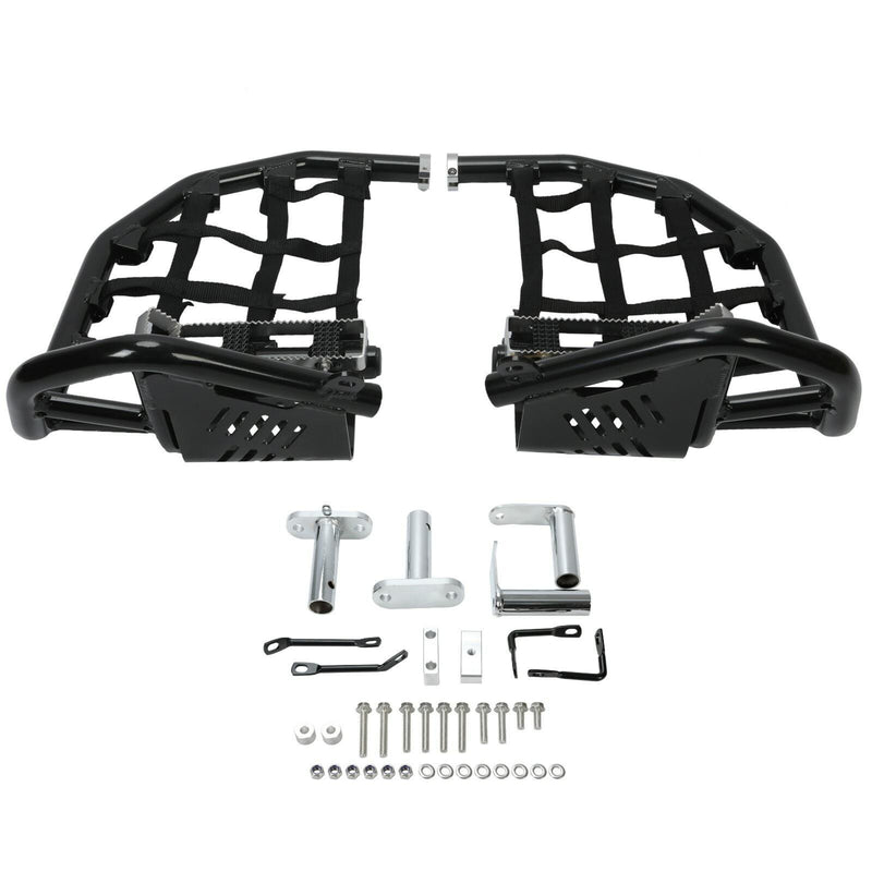 DURAFORCE Foot Peg Nerf Bars W/Black Nets Peg For Kawasaki KFX450R 08-15 Heel Guards