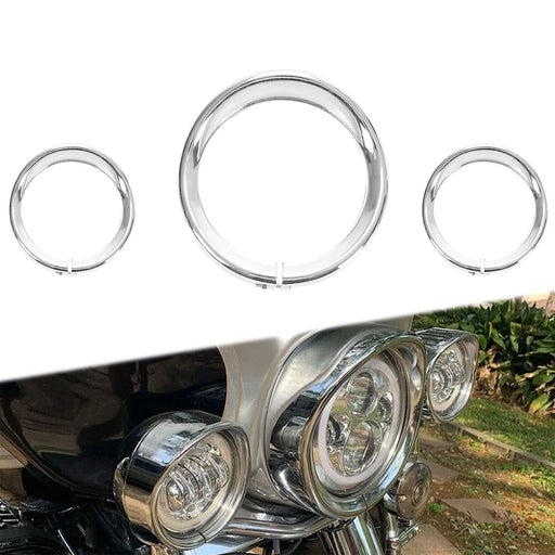 DURAFORCE 7" Headlight 4.5 Passing Light Trim Ring Bezel Visor Fit For Harley Touring 94+