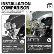 DURAFORCE 7" Headlight 4.5 Passing Light Trim Ring Bezel Visor Fit For Harley Touring 94+