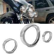 DURAFORCE 7" Headlight 4.5 Passing Light Trim Ring Bezel Visor Fit For Harley Touring 94+