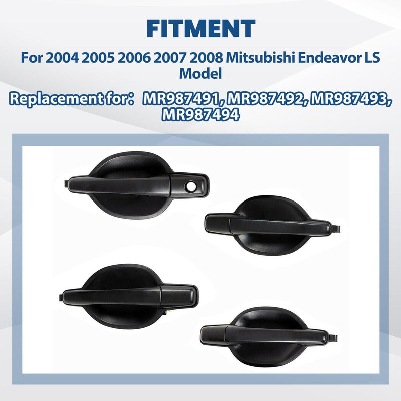 DURAFORCE Set of 4 For Mitsubishi Endeavor Exterior Door Handle Textured Black 04-11
