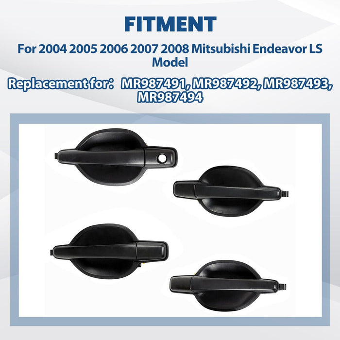 DURAFORCE Set of 4 For Mitsubishi Endeavor Exterior Door Handle Textured Black 04-11