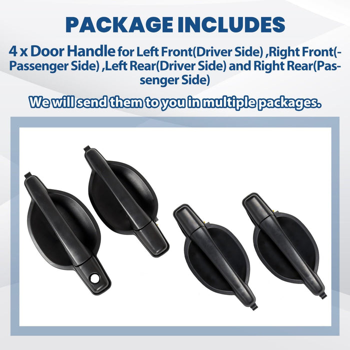 DURAFORCE Set of 4 For Mitsubishi Endeavor Exterior Door Handle Textured Black 04-11