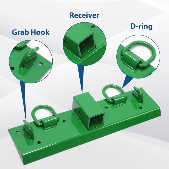 DURAFORCE Bolt-on Grab Hooks, D Rings,2" Receiver all-in-one For John Deere 1025R Tractor