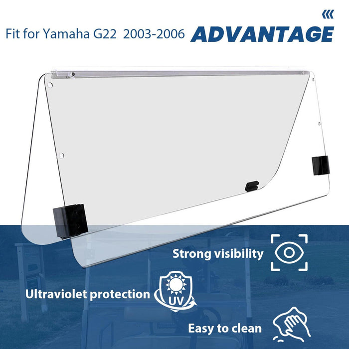 DURAFORCE Clear Windshield For Yamaha G22 2003-2006 Folding Polycarbonate Golf Cart Part