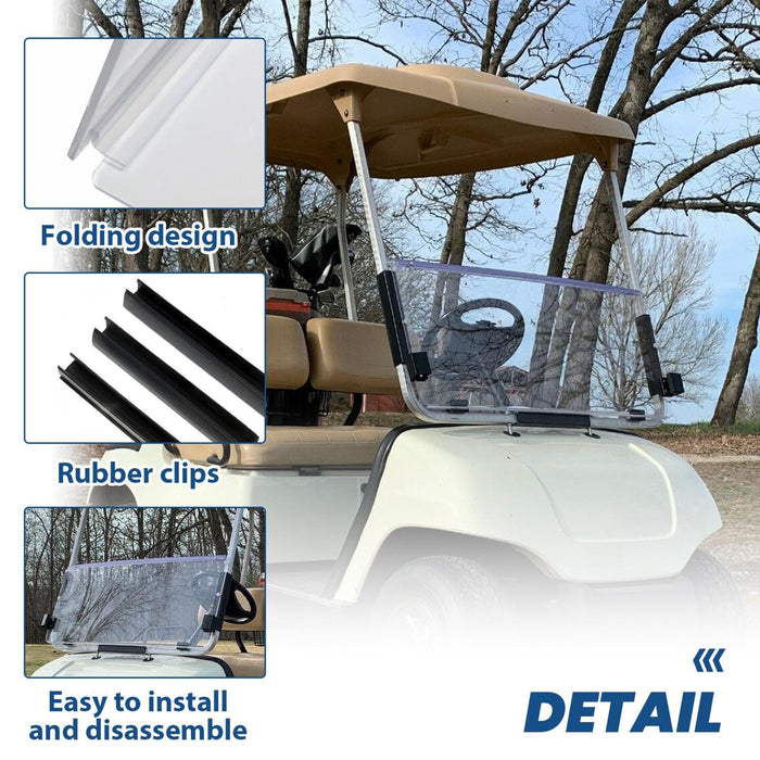 DURAFORCE Clear Windshield For Yamaha G22 2003-2006 Folding Polycarbonate Golf Cart Part