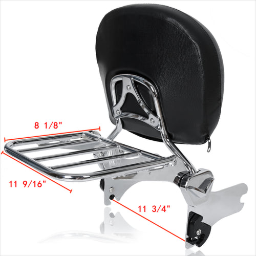 DURAFORCE Backrest Sissy Bar Rack For Harley Touring Street Glide Road King 1997-2008