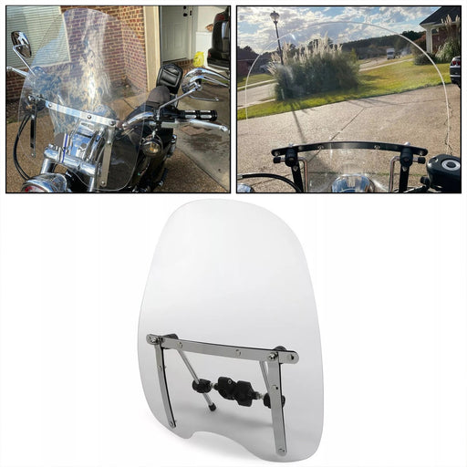 DURAFORCE 19"x17"Large Clear Universal Windshield for 7/8'' 1'' 1.25" Motorcycle Handlebar