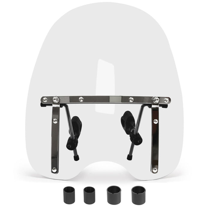 DURAFORCE 19"x17"Large Clear Universal Windshield for 7/8'' 1'' 1.25" Motorcycle Handlebar