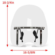 DURAFORCE 19"x17" Large Clear Windshield For Harley Honda Suzuki Yamaha Cruiser motorcycle