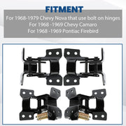 DURAFORCE For Camaro Firebird Nova Door Hinge Kit 68 69 4pc Upper and Lower set of hinges