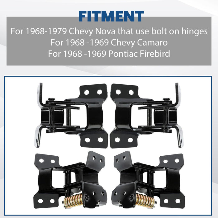 DURAFORCE For Camaro Firebird Nova Door Hinge Kit 68 69 4pc Upper and Lower set of hinges