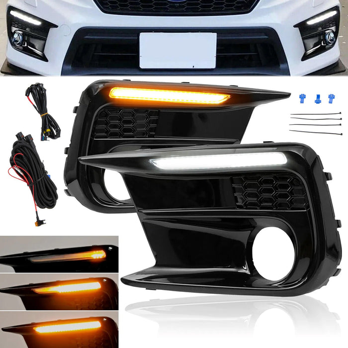 DURAFORCE Fit 2018-2021 Subaru WRX STI Switchback Led DRL Sequential Fog Lights Bezel