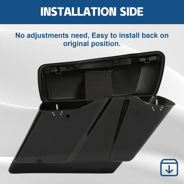 DURAFORCE 5" Stretched Extended Hard Saddle Bags For Harley CVO Street Glide 2014-2024