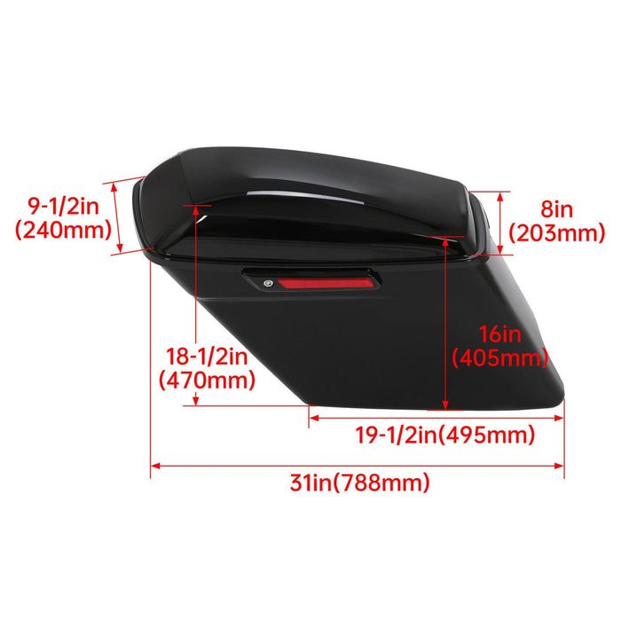 DURAFORCE 5" Stretched Extended Hard Saddle Bags For Harley CVO Street Glide 2014-2024