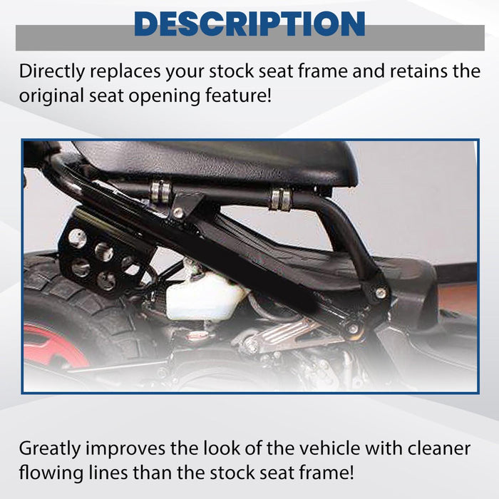 DURAFORCE Lowered Bracket Black Ultra Low Seat Frame Bars For Honda 03-20 Ruckus 50/Zoomer
