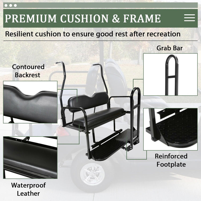 DURAFORCE Rear Flip Seat Kit Back Seat w/Grab Bar For Club Car DS 2000-2013 Golf Cart
